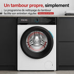 Lave-linge frontal REVO Pureva 8 – Machine à laver 8 kg – Classe A – 1200 tr/min – 11 programmes – Vapeur et moteur Inverter
