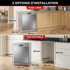 Free-Standing Dishwasher REVO Soreva 12 – 12 Place Settings – 47 dB – 6 Programs – Hygienic Wash 72°C – Stainless Steel
