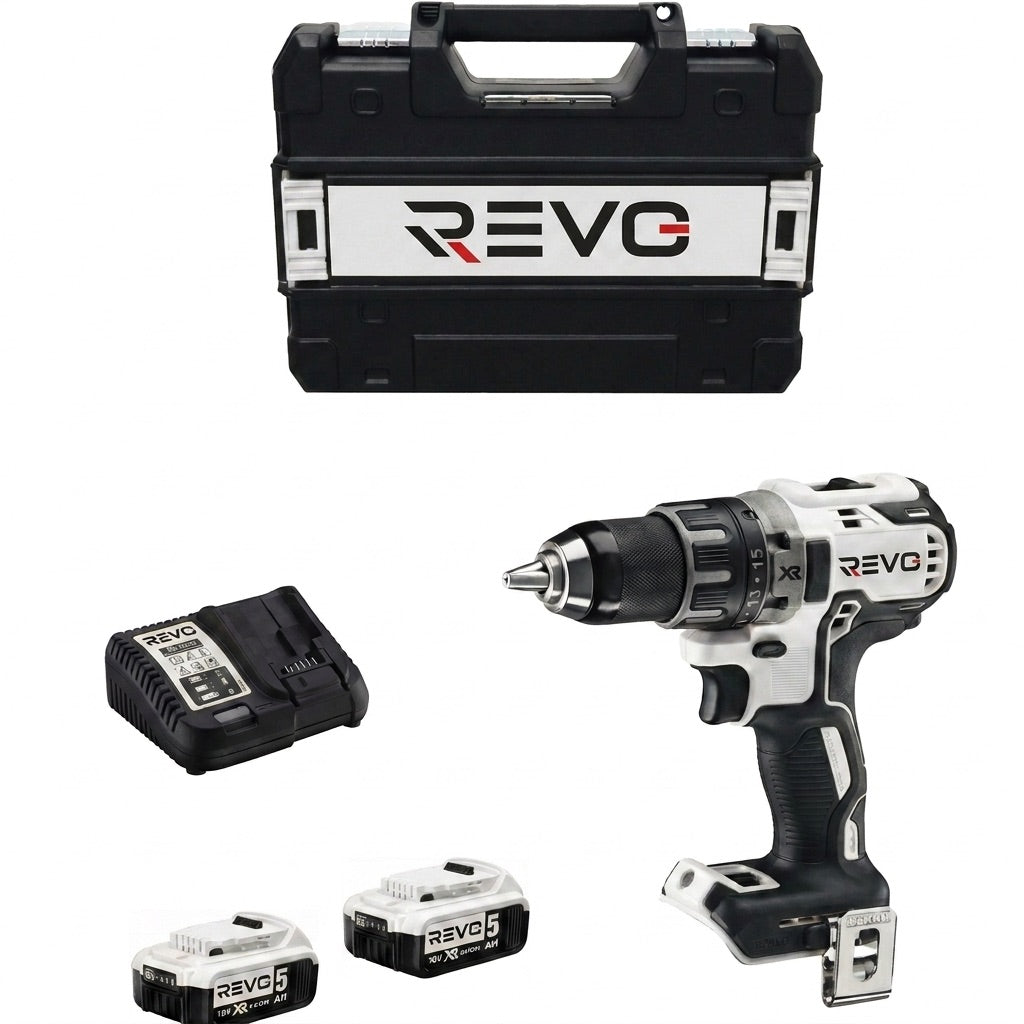 Cordless Drill Driver REVO Striker 70 – 18V – 70 Nm – 2 x 5Ah Batteries – Brushless – 13mm Chuck – Case Included