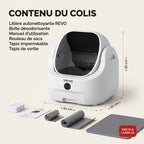 Litière autonettoyante pour chats REVO Alvya 9 – Conception ouverte – Bac hermétique 9 L – Application Wi-Fi et nettoyage en profondeur