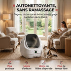 Litière autonettoyante pour chats REVO Alvya 9 – Conception ouverte – Bac hermétique 9 L – Application Wi-Fi et nettoyage en profondeur