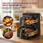 Air Fryer REVO DuoChef 10 – 10,8 L – Double zone verticale – 3 niveaux de cuisson – 6-en-1 – 2 630 W