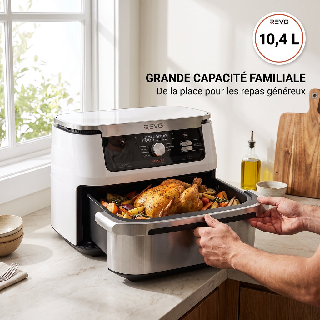 Friteuse à air chaud REVO Astoria 10 – 10,4 L – 2 zones de cuisson – 7 modes – 2 470 W