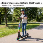 Trottinette Électrique Enfant REVO Lumio 45 – 45 W – Jusqu’à 10 km/h – Autonomie 4 km – LED Multicolores – Guidon Réglable