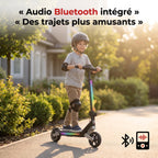 Trottinette électrique pour enfant REVO MiniPulse 16 – 6 à 12 ans – 5/10/16 km/h – Autonomie 9 km – Double suspension – Bluetooth et LED