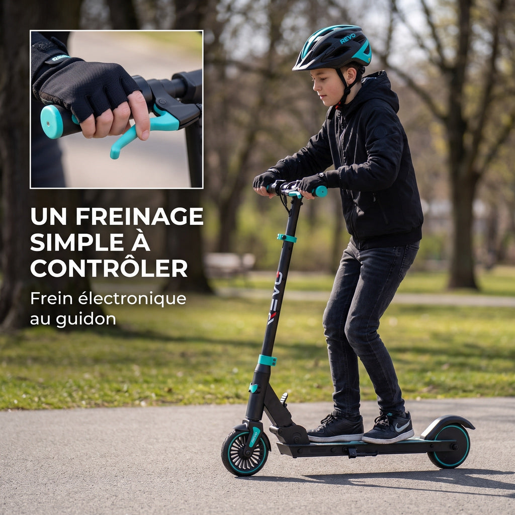 Trottinette électrique pour enfant REVO MiniRide 250 – 250 W – Jusqu’à 20 km/h – Autonomie jusqu’à 16 km – Pliable