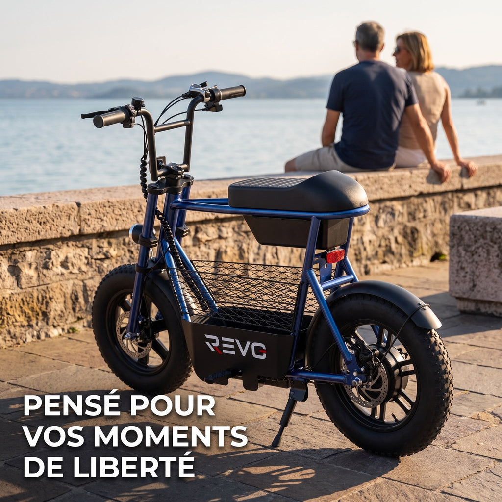 Draisienne électrique REVO Helix 16 – 400 W – Autonomie jusqu’à 30 km – Roues Fat 16" – Double frein à disque