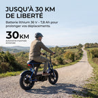 Draisienne électrique REVO Helix 16 – 400 W – Autonomie jusqu’à 30 km – Roues Fat 16" – Double frein à disque