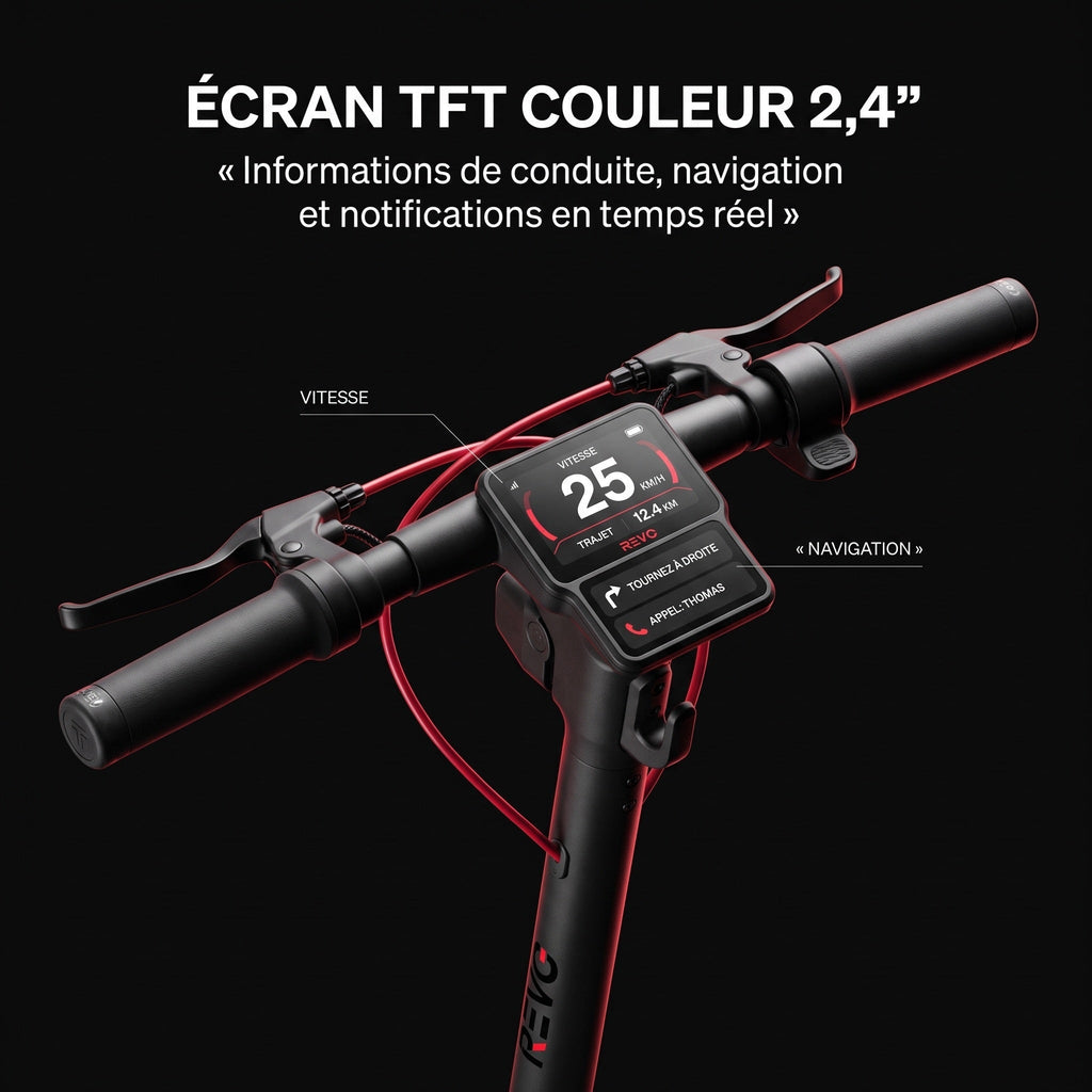 Trottinette électrique REVO Elevon 80 – 2 000 W – 25 km/h – Autonomie jusqu’à 80 km – Pneus 11″ – Écran TFT 2,4″