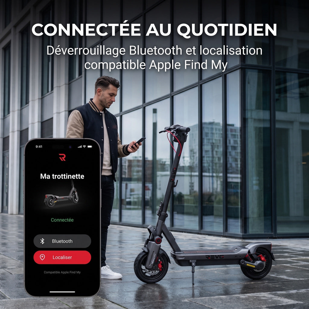 Trottinette électrique REVO Elevon 80 – 2 000 W – 25 km/h – Autonomie jusqu’à 80 km – Pneus 11″ – Écran TFT 2,4″