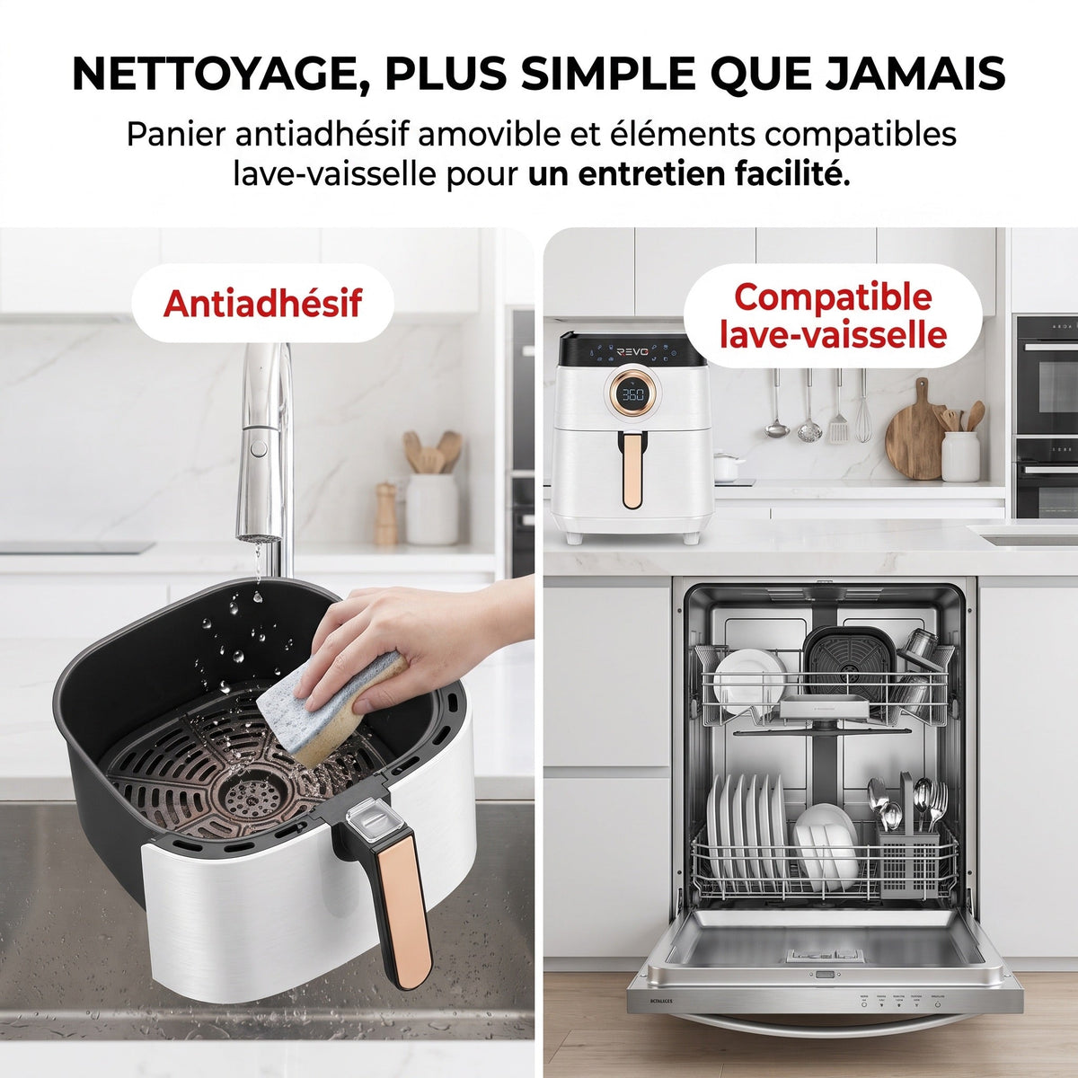 Airfryer REVO Savoris 1700 – Friteuse à air 1700 W – 8 préréglages – Écran tactile – Blanc