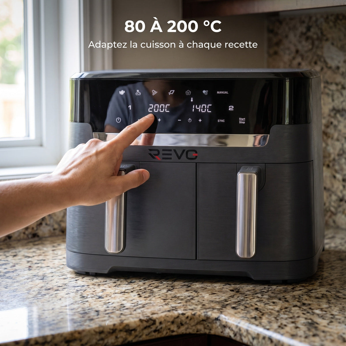 Air Fryer REVO Twinora 11 – 11 L – Double zone 6,5 L + 4,5 L – 2 700 W – 7 programmes