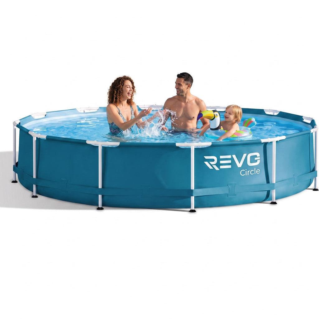 Piscine hors-sol ronde REVO Aqua Circle – Ø 366 × 76 cm – 6 503 L – Liner renforcé 3 couches