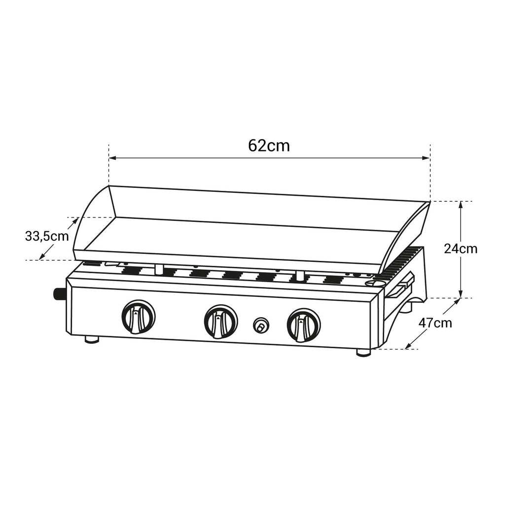 Gas plancha REVO Brasa – 3 burners 7.5 kW – Black steel – Butane/Propane