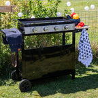 Gas griddle REVO Palma – 4 burners 8 kW with rolling cart – Enameled steel plate
