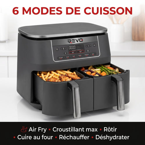 Friteuse à air chaud REVO Synora 7,6 – Double zone 7,6 L – 6 modes – Cuisson synchronisée